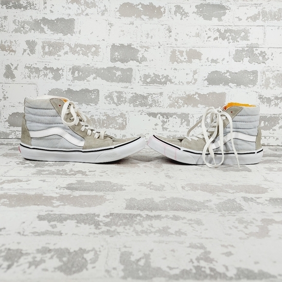 Vans Herringbone Sk8-Hi Unisex Grey Suede White Lace Up Sneakers E302 - Picture 6 of 12